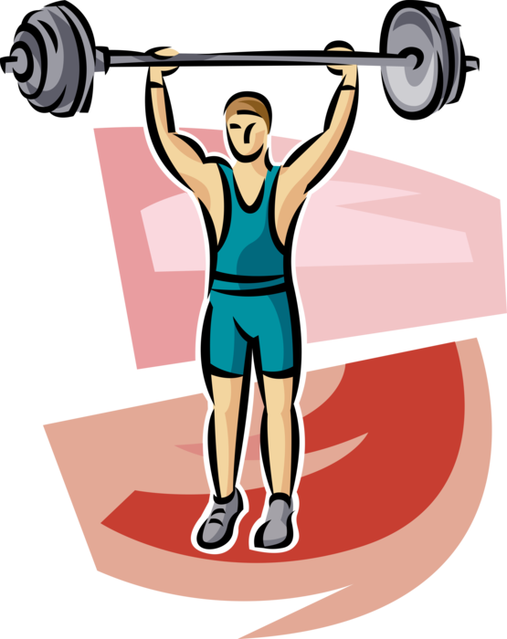 Vector Illustration of Weightlifter Lifts Barbell Weight Exercise Equipment used in Weight Training, Bodybuilding, Weightlifting