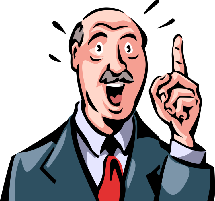 Vector Illustration of Dumbstruck Business Executive Has Best Idea Worthy of Consideration