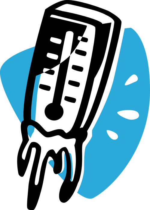 Vector Illustration of Thermometer Measures Freezing Air Temperature or Temperature Gradient