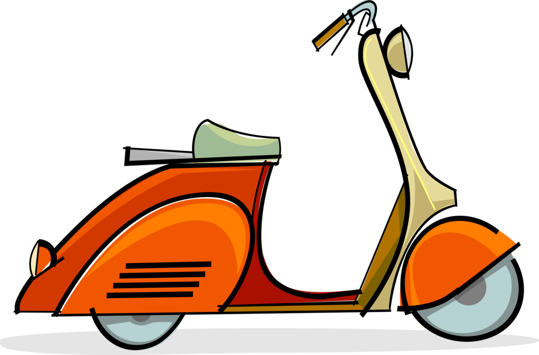 Vector Illustration of Motor Scooter Motorcycle with Step-Through Frame