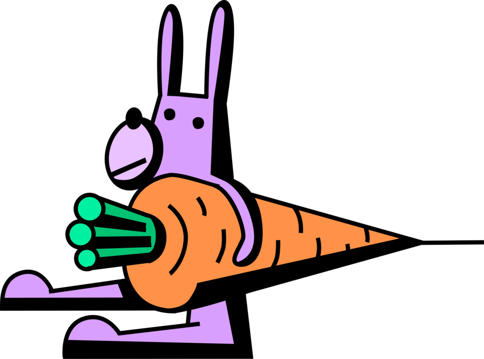 Vector Illustration of Pascha Easter Bunny Rabbit Holds Garden Vegetable Carrot