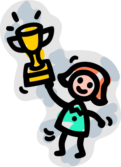 Vector Illustration of Winner's Trophy Cup Prize Award Recognizes Specific Achievement or Evidence of Merit