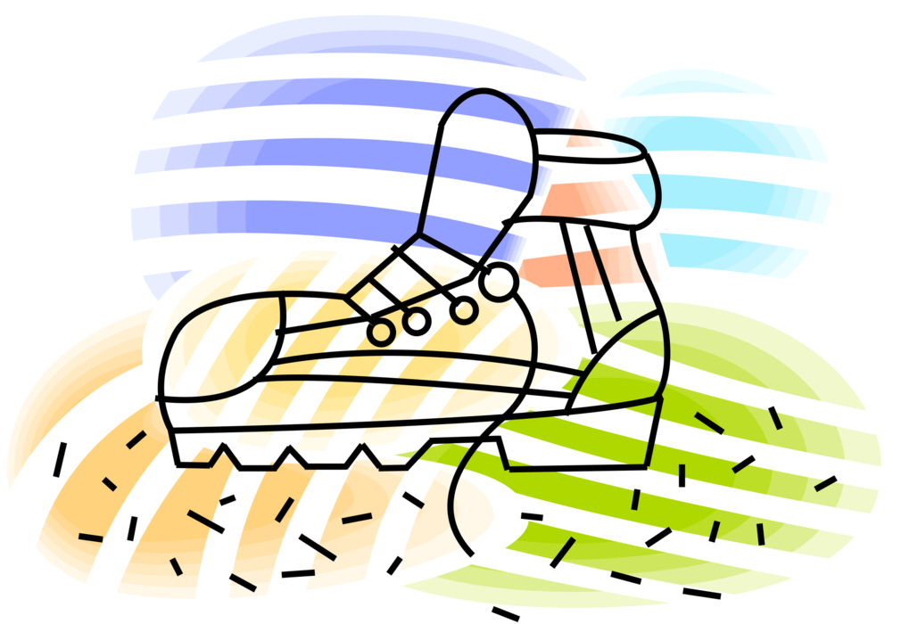 Vector Illustration of Hiker's Hiking Boot Footwear