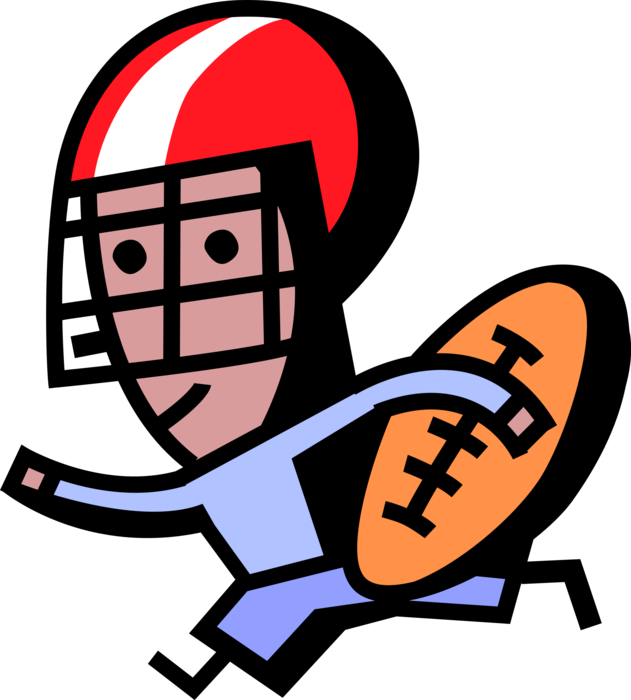 Vector Illustration of Football Player Runs Down Field for Touchdown During Game