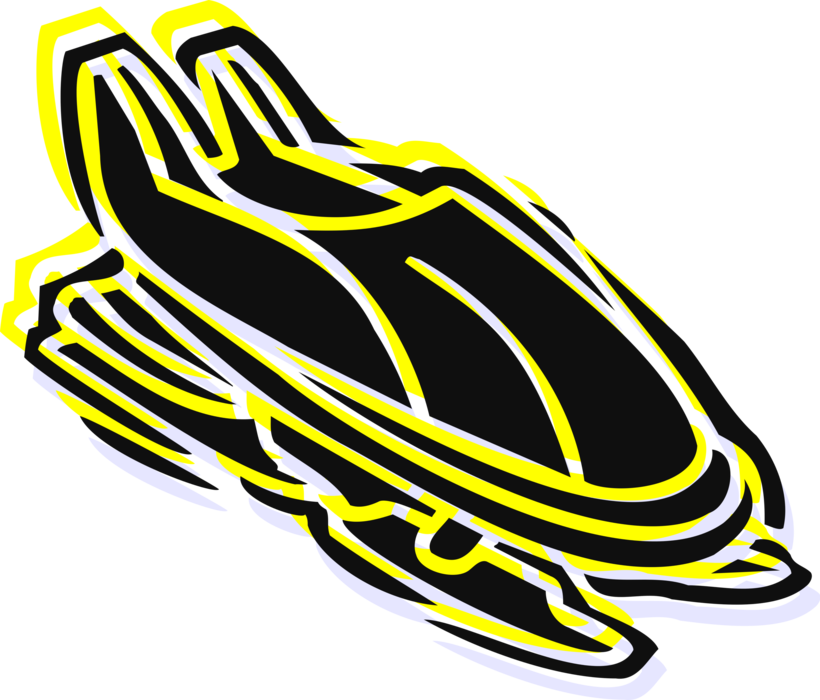 Vector Illustration of Snowmobile Snowmachine Vehicle for Winter Travel and Recreation on Snow