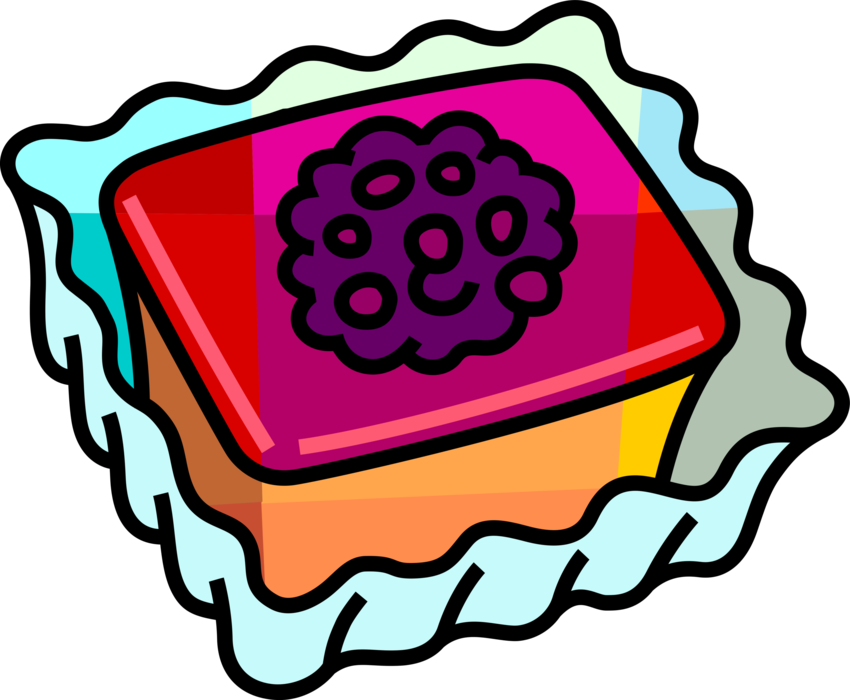 Vector Illustration of Sweet Dessert Pastry Cake with Fruit Berries