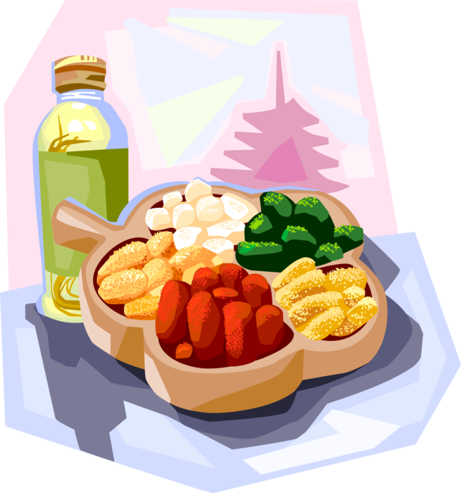 Vector Illustration of Korean Cuisine Fried Glutinous Rice Cake