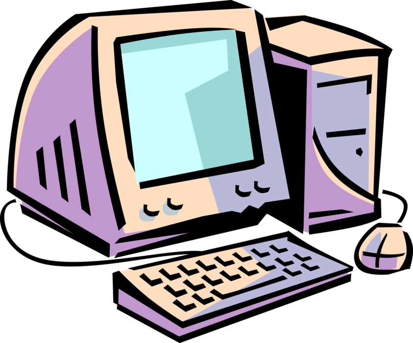 Vector Illustration of Personal Computer Desktop System