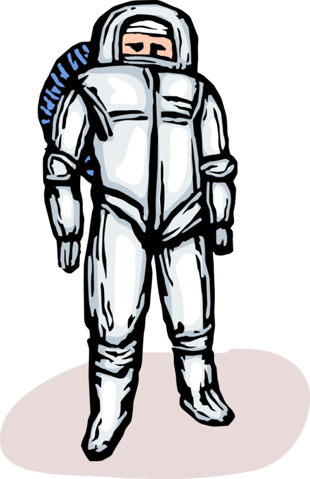Vector Illustration of Astronaut in Outer Space Pressurized Suit Spacesuit in Extravehicular Spacewalk