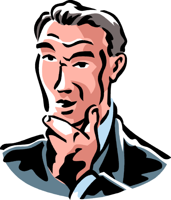 Vector Illustration of Baffled and Puzzled Businessman Deep in Thought Thinking