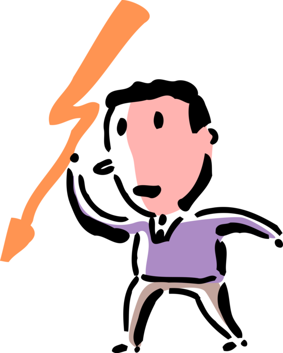 Vector Illustration of Businessman Throws Lightning Bolt Arrow at target Market