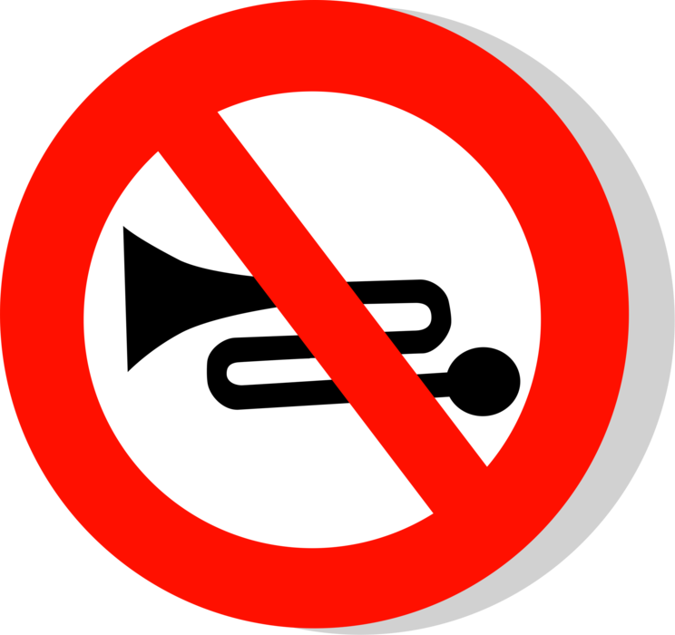 Vector Illustration of European Union EU Traffic Highway Road Sign, Use of Horn Prohibited