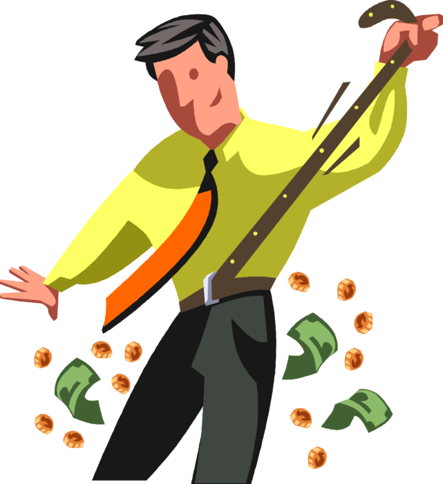 Vector Illustration of Businessman Forced to Reduce Personal Spending with Financial Belt-Tightening