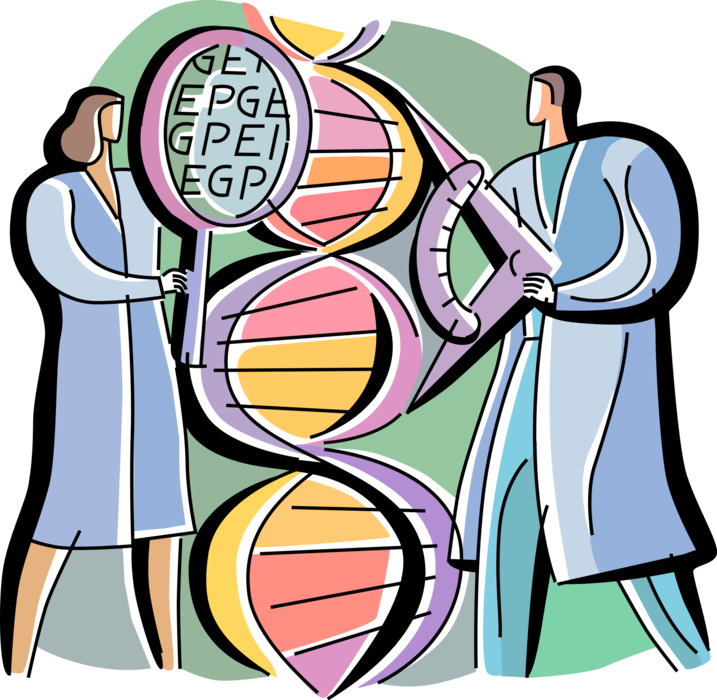 Vector Illustration of Genetic Engineering Manipulates DNA Double Helix DNA Deoxyribonucleic Acid Molecule
