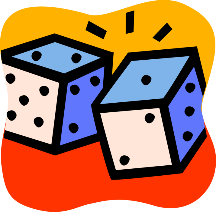 Vector Illustration of Dice used in Pairs in Casino Games of Chance or Gambling