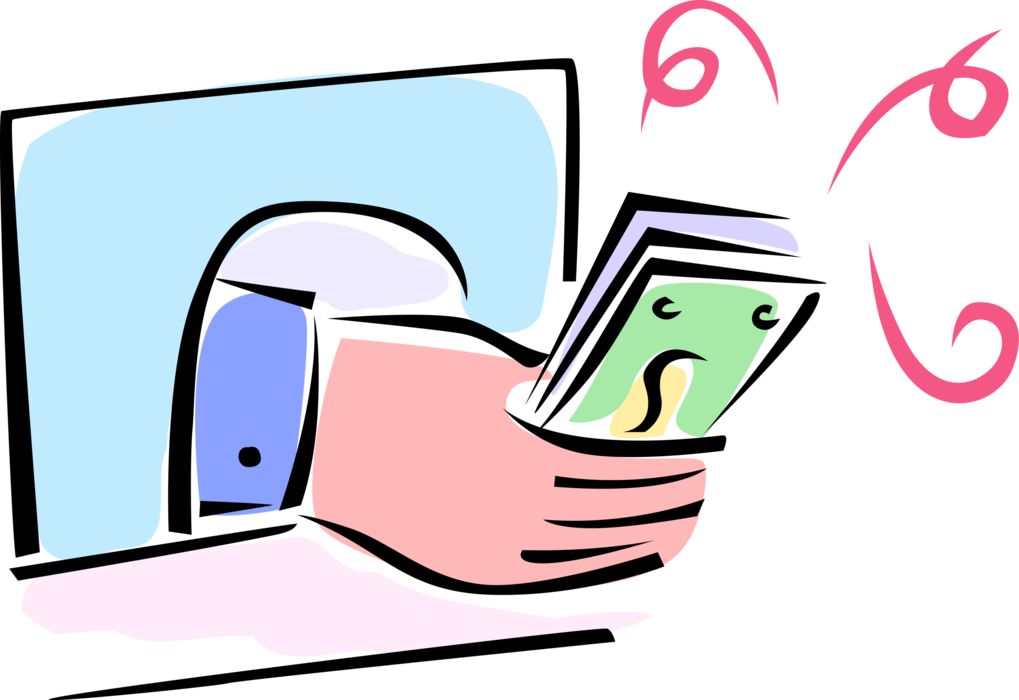 Vector Illustration of Hand Holds Cash Money Dollar Bills