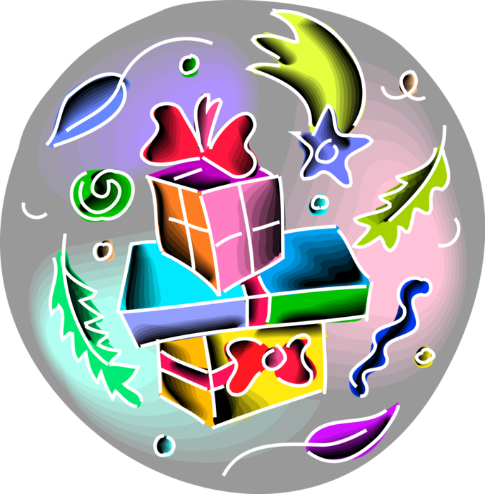 Vector Illustration of Gift Wrapped Christmas Presents