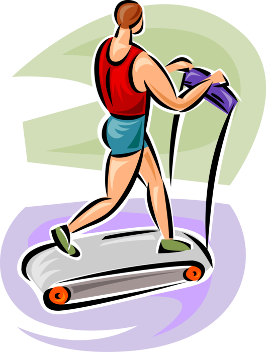 Vector Illustration of Physical Fitness Exercise Workout Runner Running on Treadmill