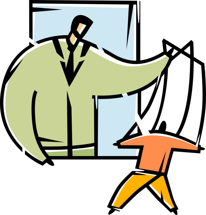 Vector Illustration of Corporate Management Puppeteer Controls and Manipulates Human Resources Employee Puppet