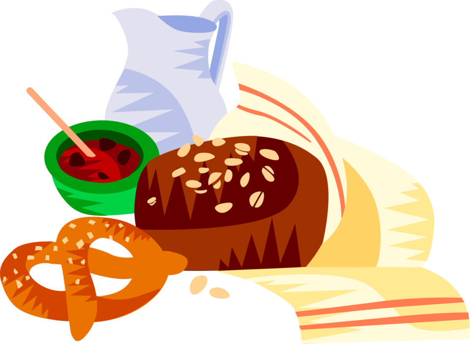 Vector Illustration of German Cuisine Bread with Jam