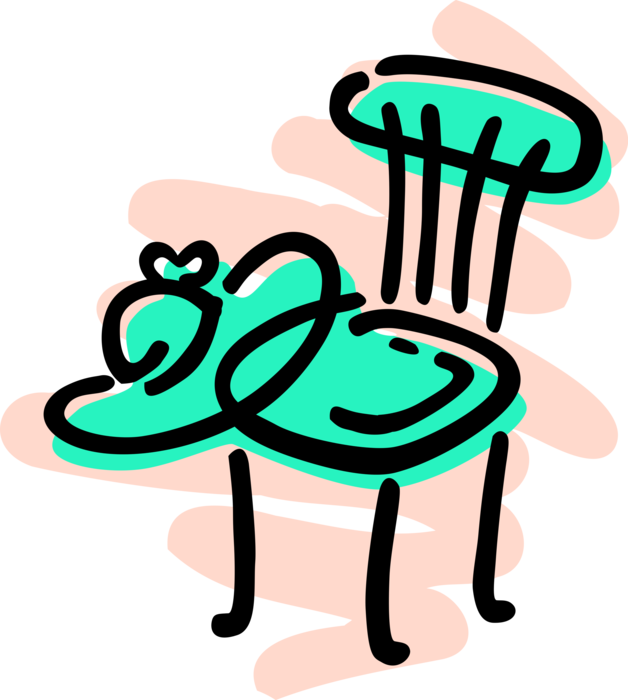 Vector Illustration of Kitchen Chair Furniture with Summer Hat