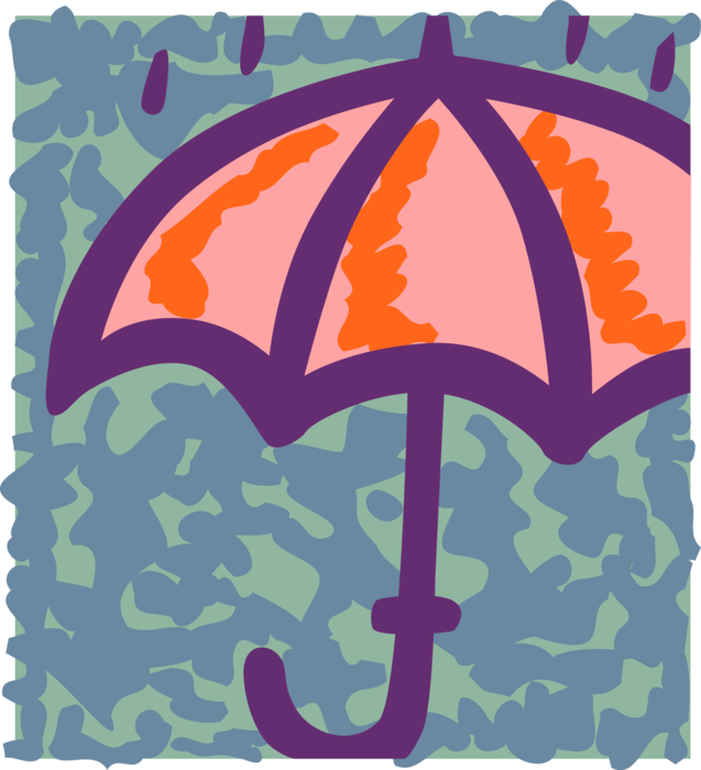 Vector Illustration of Umbrella or Parasol Provides Protection from Inclement Weather Rain or Bright Sunlight