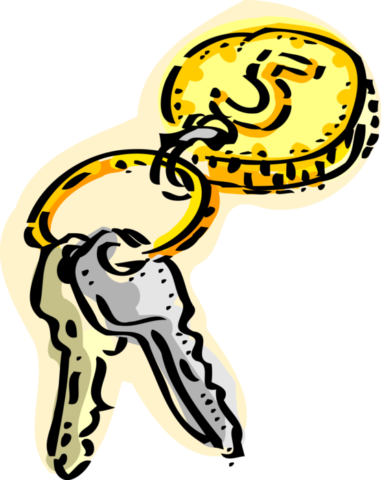 Vector Illustration of Keys with Gold Coin Money Keychain
