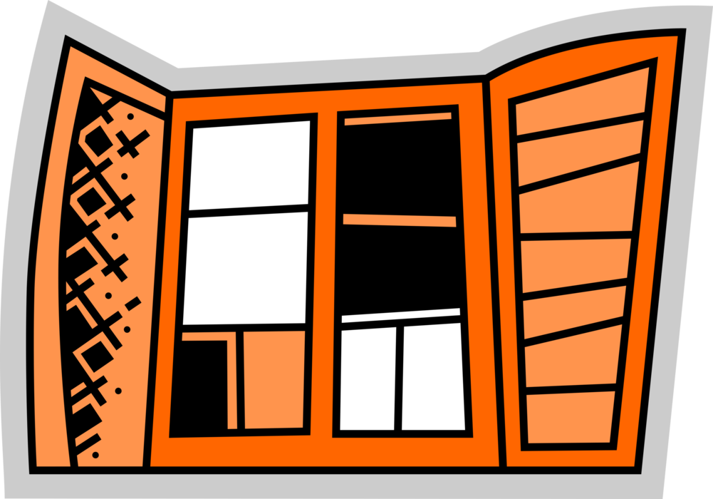 Vector Illustration of Window Opening in Wall Allows Passage of Light