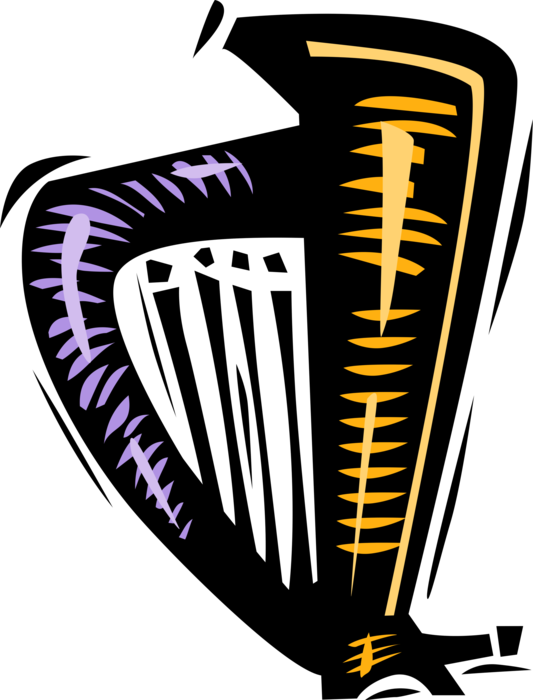 Vector Illustration of Harp Stringed Musical Instruments