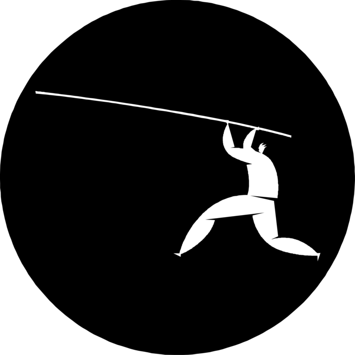 Vector Illustration of Track and Field Athletic Sport Contest Pole Vaulter Vaults in Competition