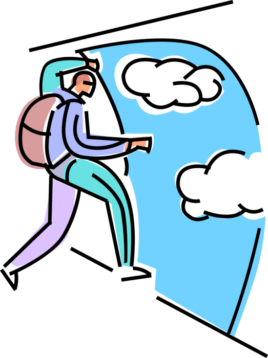 Vector Illustration of Skydiver Ready to Jump from Aircraft Airplane in Skydiving Free-Fall Dive with Parachute