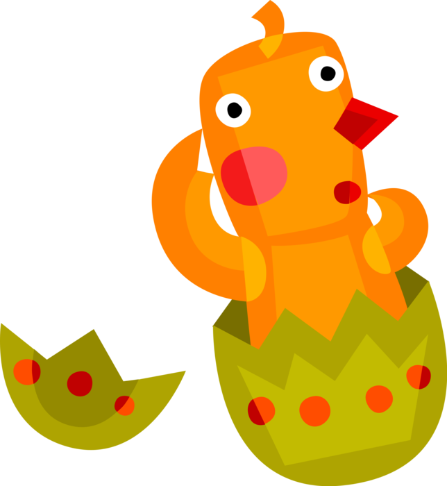 Vector Illustration of Easter Chick Hatching
