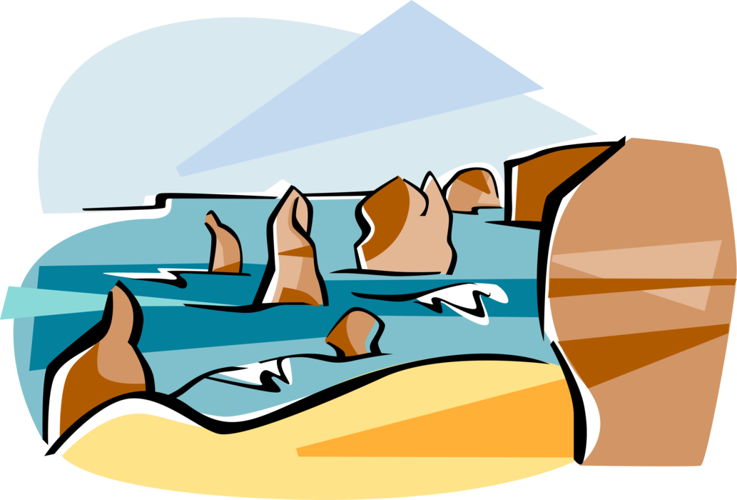 Vector Illustration of Australia the Land Down Under Tourism Port Campbell and Twelve Apostles