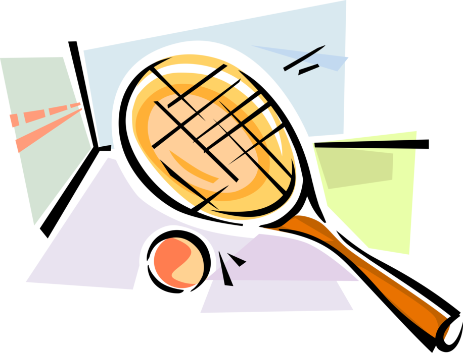 Vector Illustration of Sport of Squash Racket and Ball