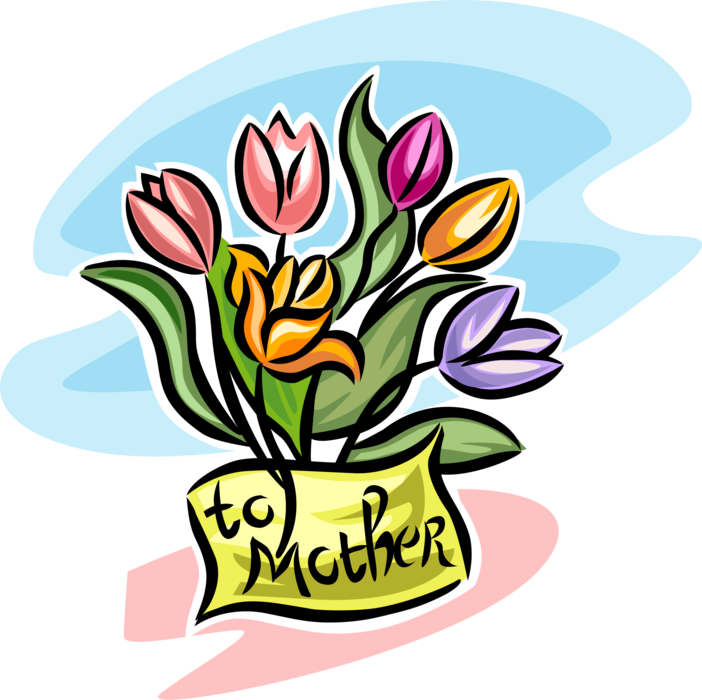 Vector Illustration of Floral Bouquet Tulip Flowers Gift for Mother's Day