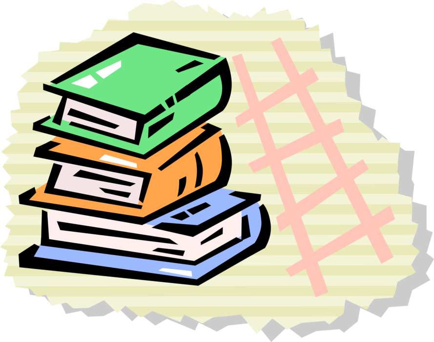 Vector Illustration of Pedagogical Education Academic Learning Schoolbook Books