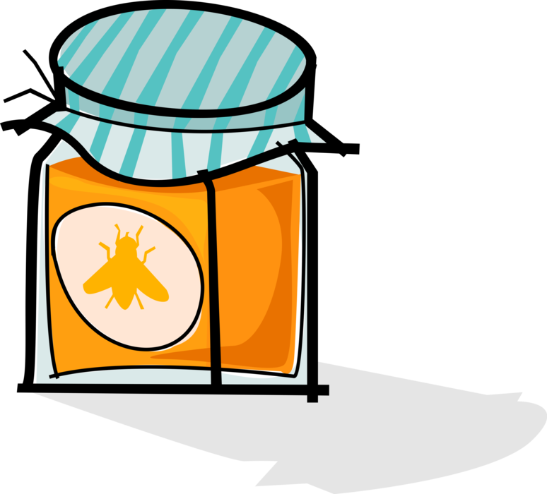 Vector Illustration of Jar of Honey made from Apiary Beehive with Honey Bees