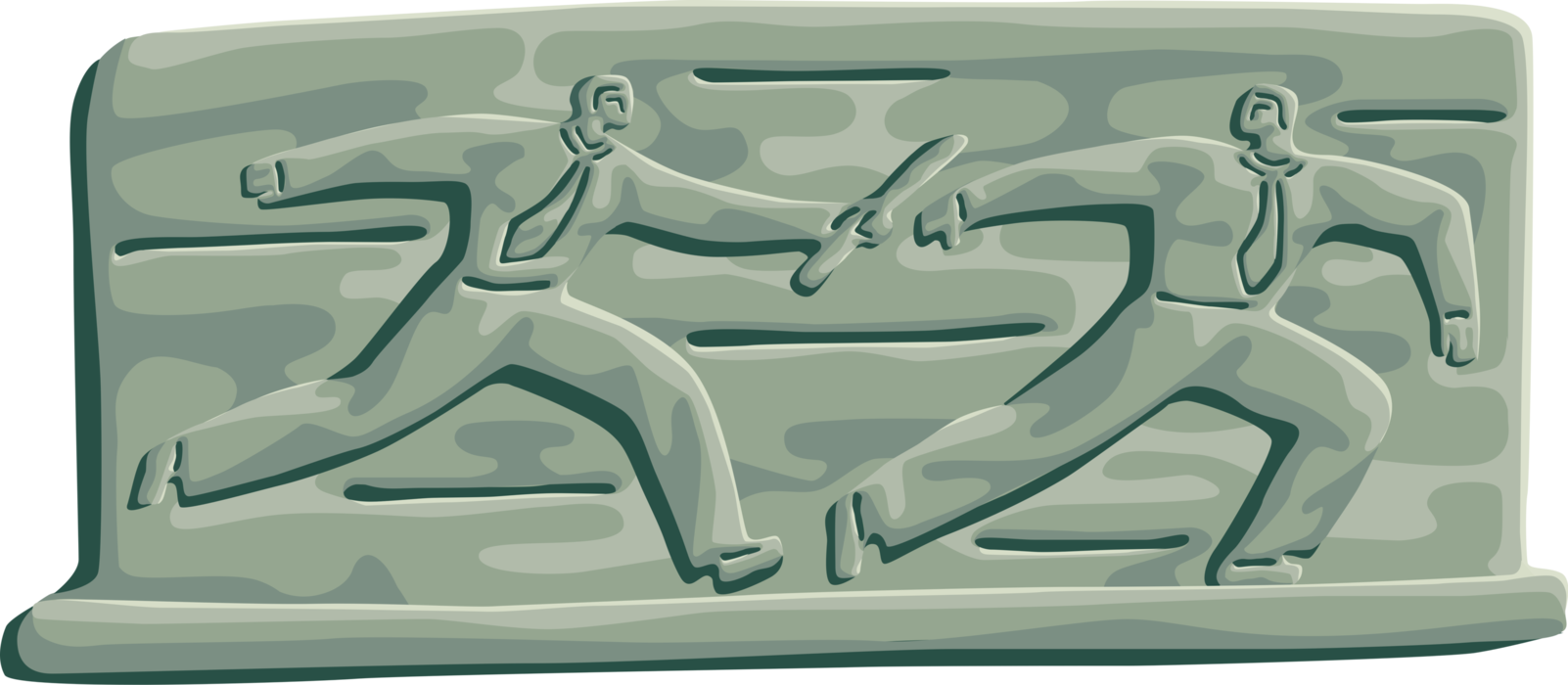 Vector Illustration of Track and Field Athletic Sport Contest Business Associates Benefit from Teamwork in Relay Race to Pass Baton