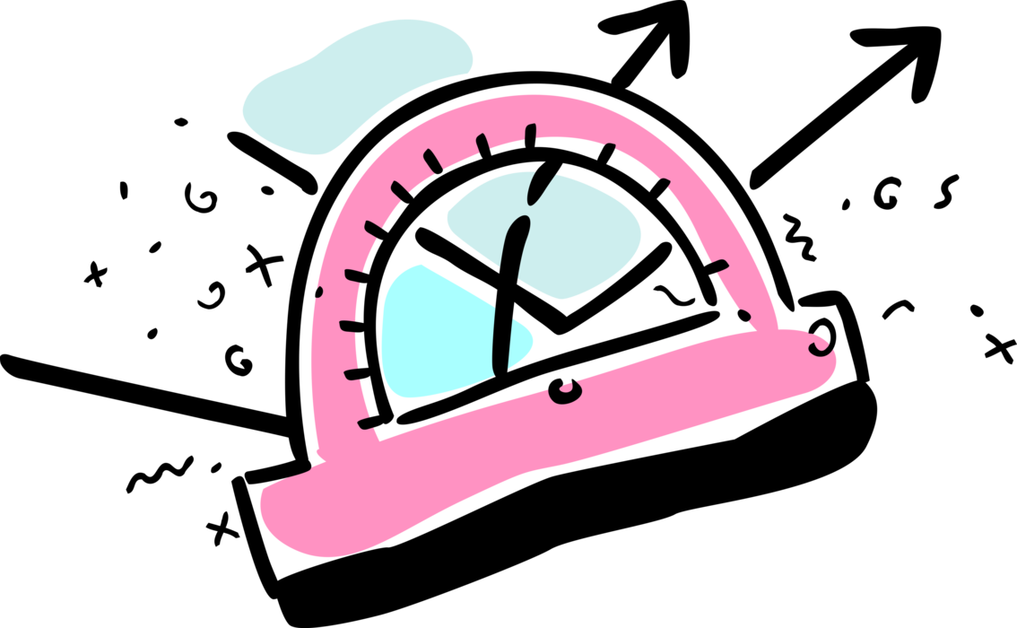 Vector Illustration of Geometry Protractor Measurement Instrument for Measuring Angles in Degrees