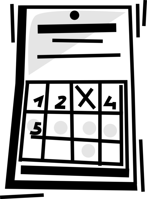 Vector Illustration of Calculator Portable Electronic Device Performs Basic Operations of Mathematics