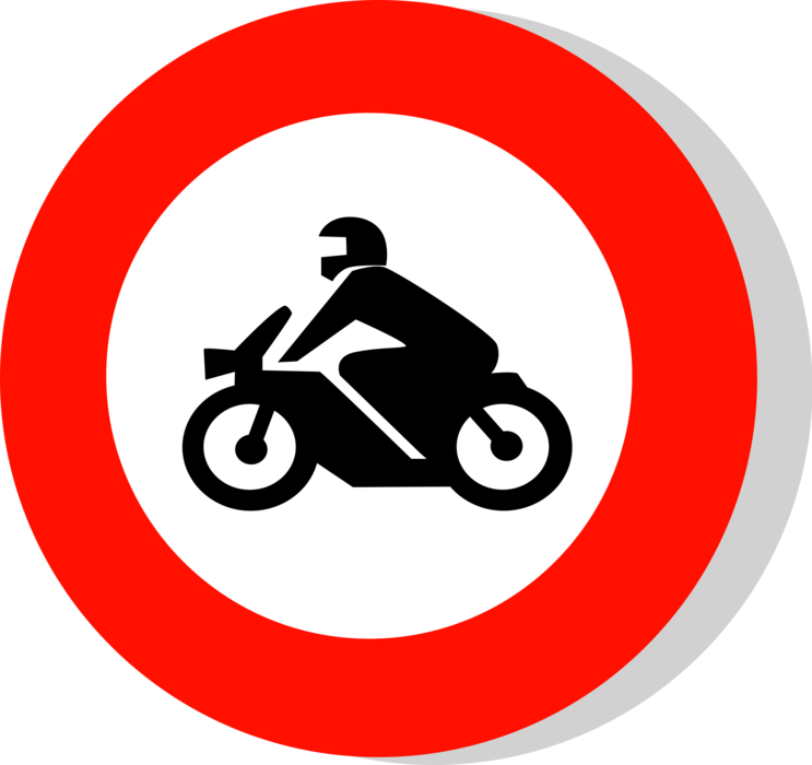 Vector Illustration of European Union EU Traffic Highway Road Sign, Motorcycles Prohibited