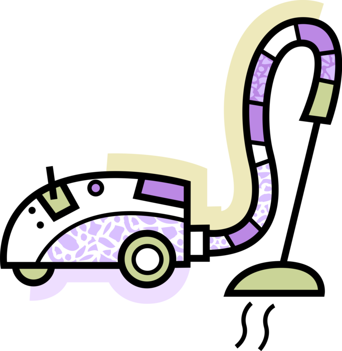 Vector Illustration of Vacuum Cleaner Uses Centrifugal Fan to Suck Up Dust and Dirt