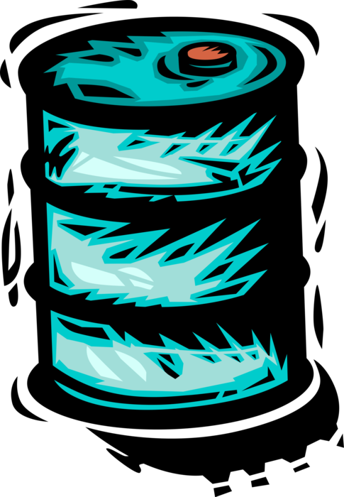 Vector Illustration of Crude Oil Barrel Refined to Petroleum Gasoline for Automobile Motor Vehicles