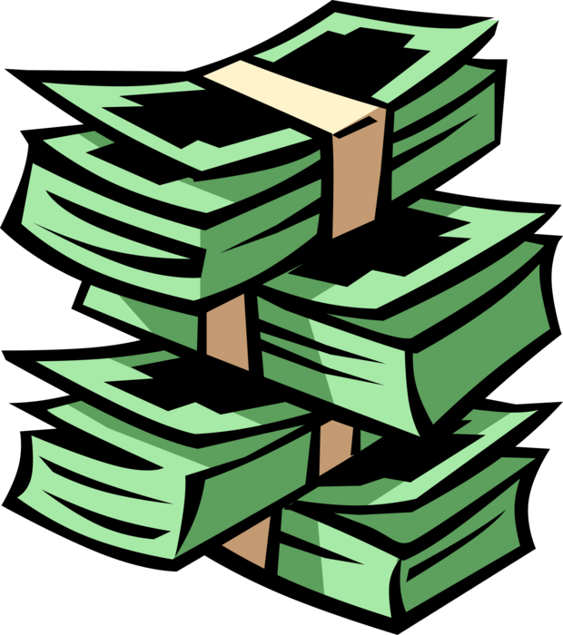 Vector Illustration of Stack of Cash Dollar Bills Paper Money Monetary Currency of the United States