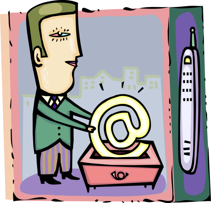 Vector Illustration of Internet Electronic Mail Email Correspondence @ Symbol Exchanges Digital Messages