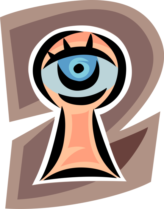 Vector Illustration of Keyhole with Eye Looking Through It