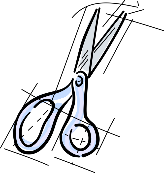 Vector Illustration of Scissors Hand-Operated Shearing Tools