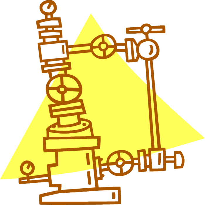 Vector Illustration of Industrial Manufacturing Processing Plant Control Pipes and Valves