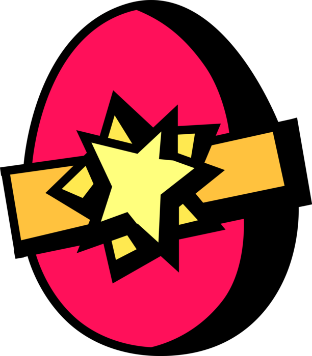 Vector Illustration of Decorated Colored Easter or Paschal Eggs with Ribbon Bow
