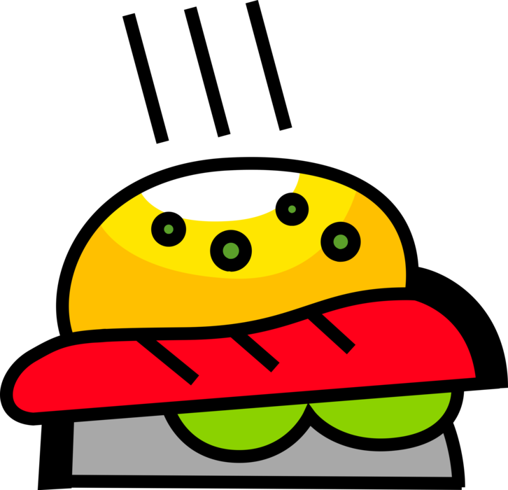 Vector Illustration of Fast Food Hamburger Meal in Bun